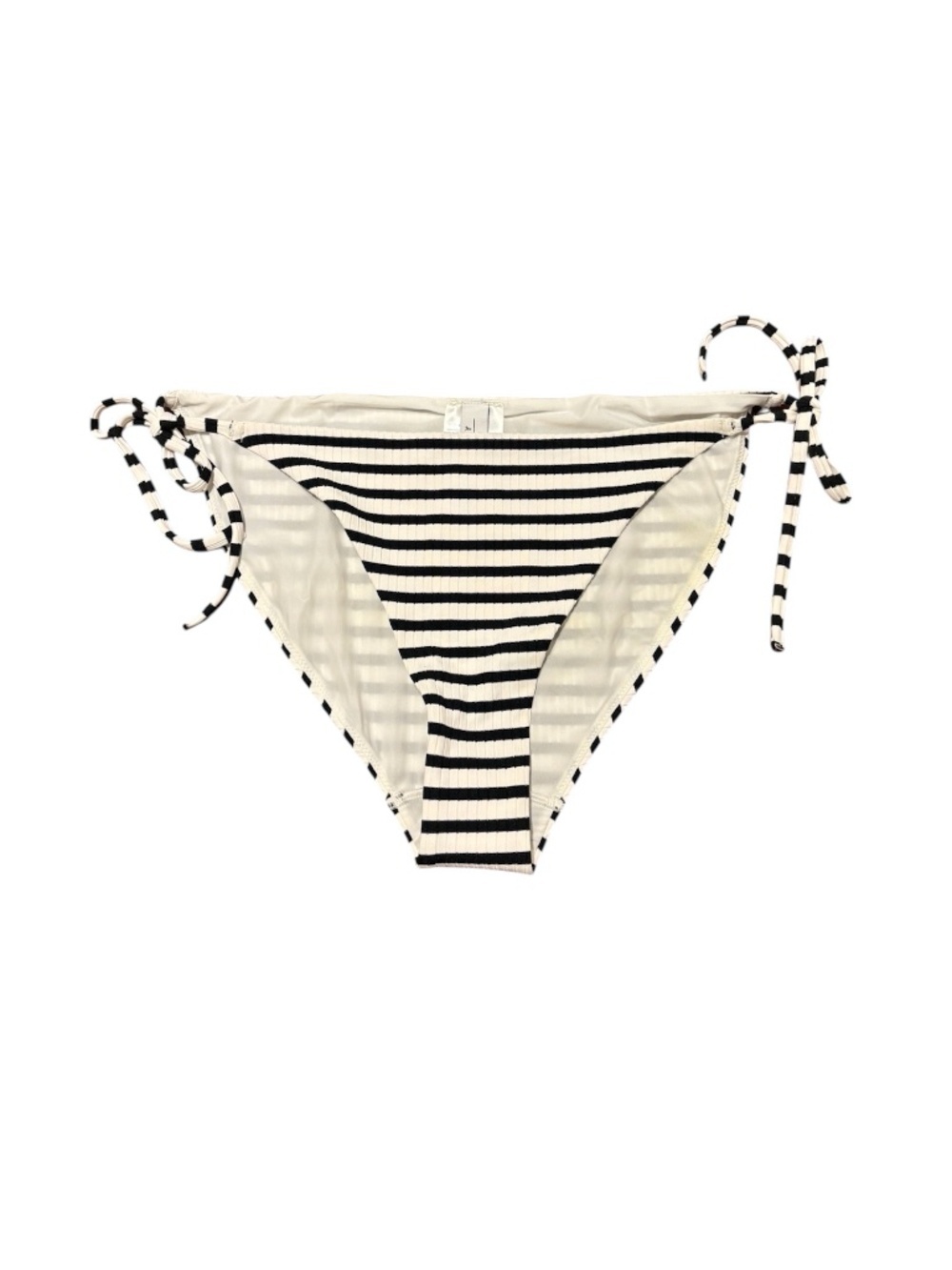 & Other Stories Striped Tie Side Bikini Bottoms White and Black Size 12 NWT